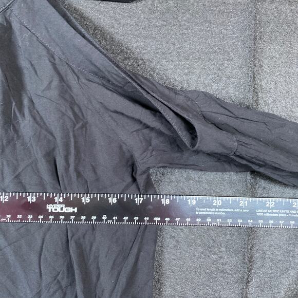 Express Women Blouse Black Cold Shoulder Round Neck Peasant Stretch Small - Picture 6 of 12